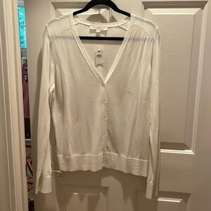 Loft, button-down V-neck Cardigan, 6 buttons, off-white.  NWT’s